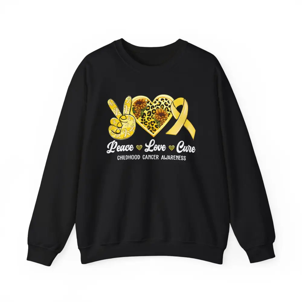 Crewneck Sweatshirt - Peace Love Cure - S / Black Sweatshirt