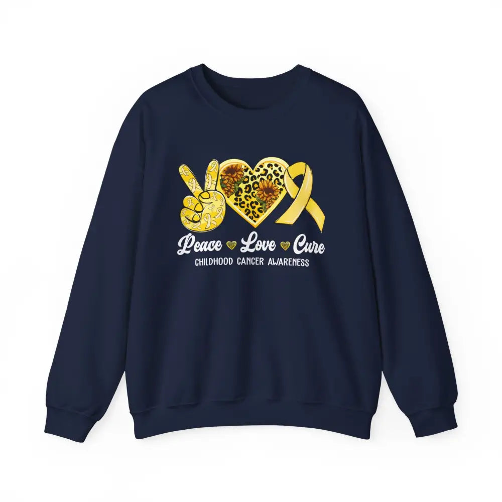 Crewneck Sweatshirt - Peace Love Cure - S / Navy Sweatshirt