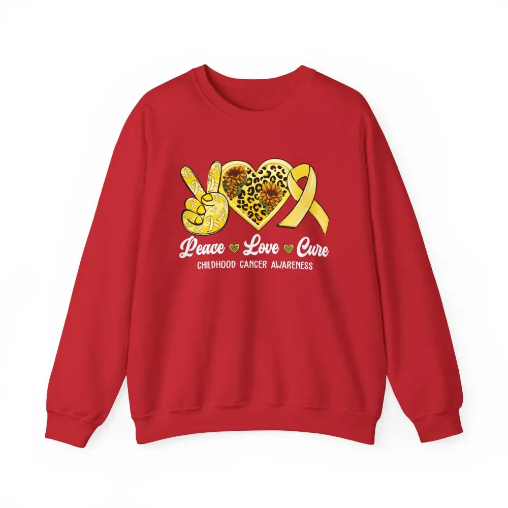 Crewneck Sweatshirt - Peace Love Cure - S / Red Sweatshirt