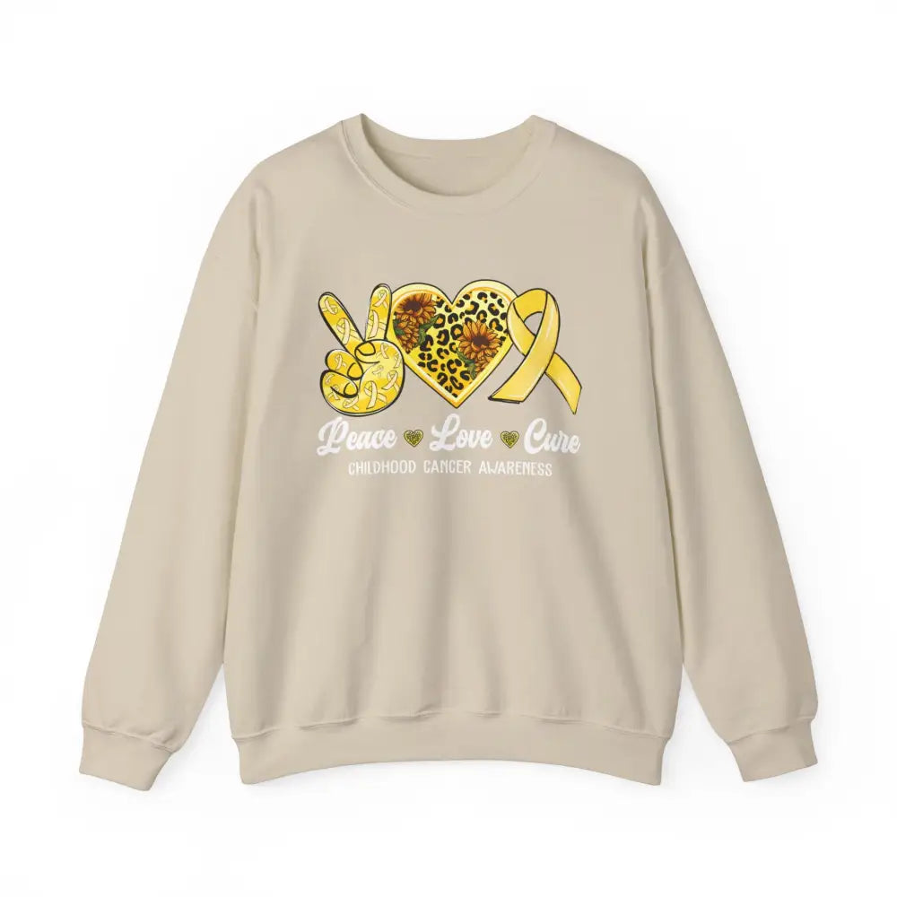 Crewneck Sweatshirt - Peace Love Cure - S / Sand Sweatshirt