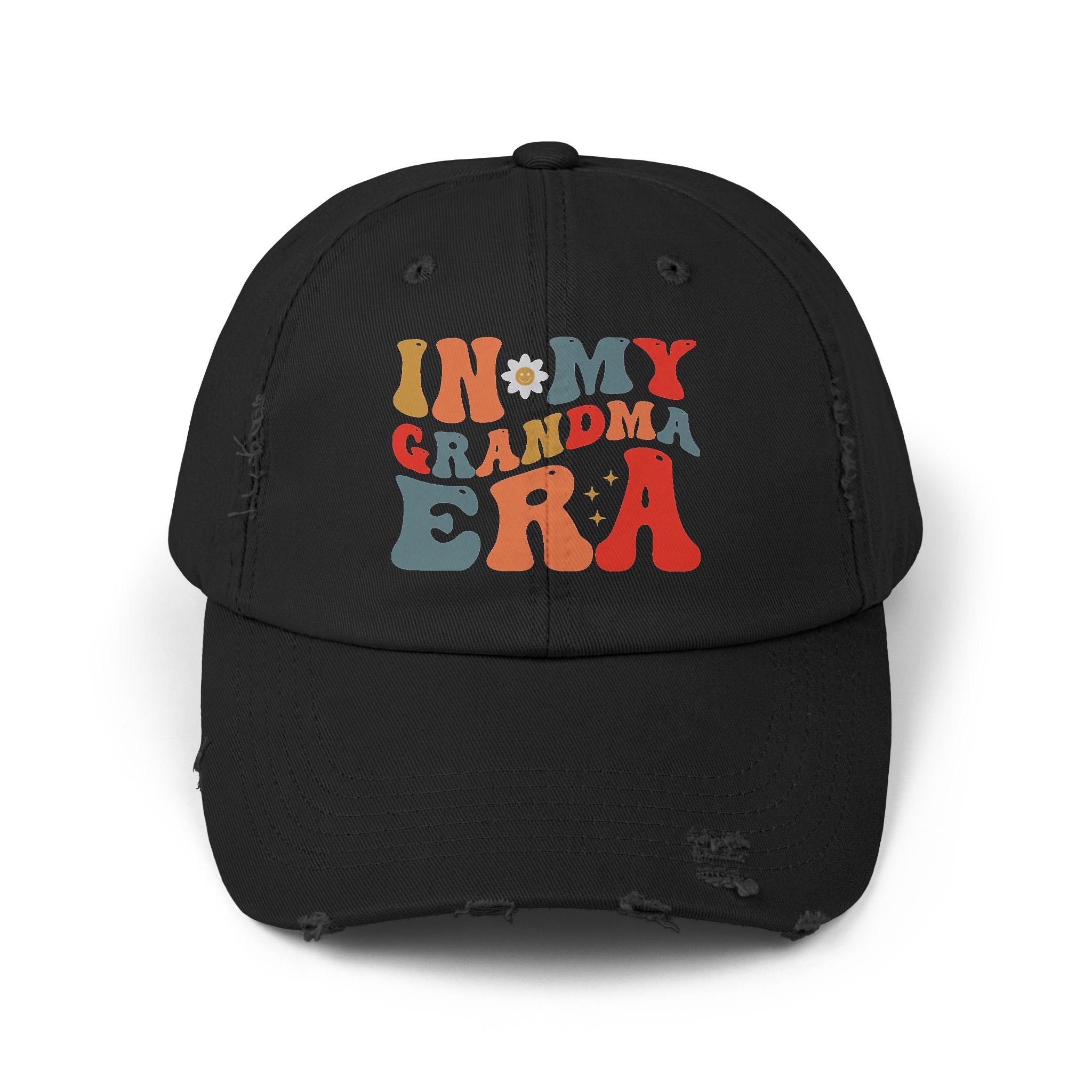 Distressed Cap In My GRANDMA ERA - Black / One size - Hats