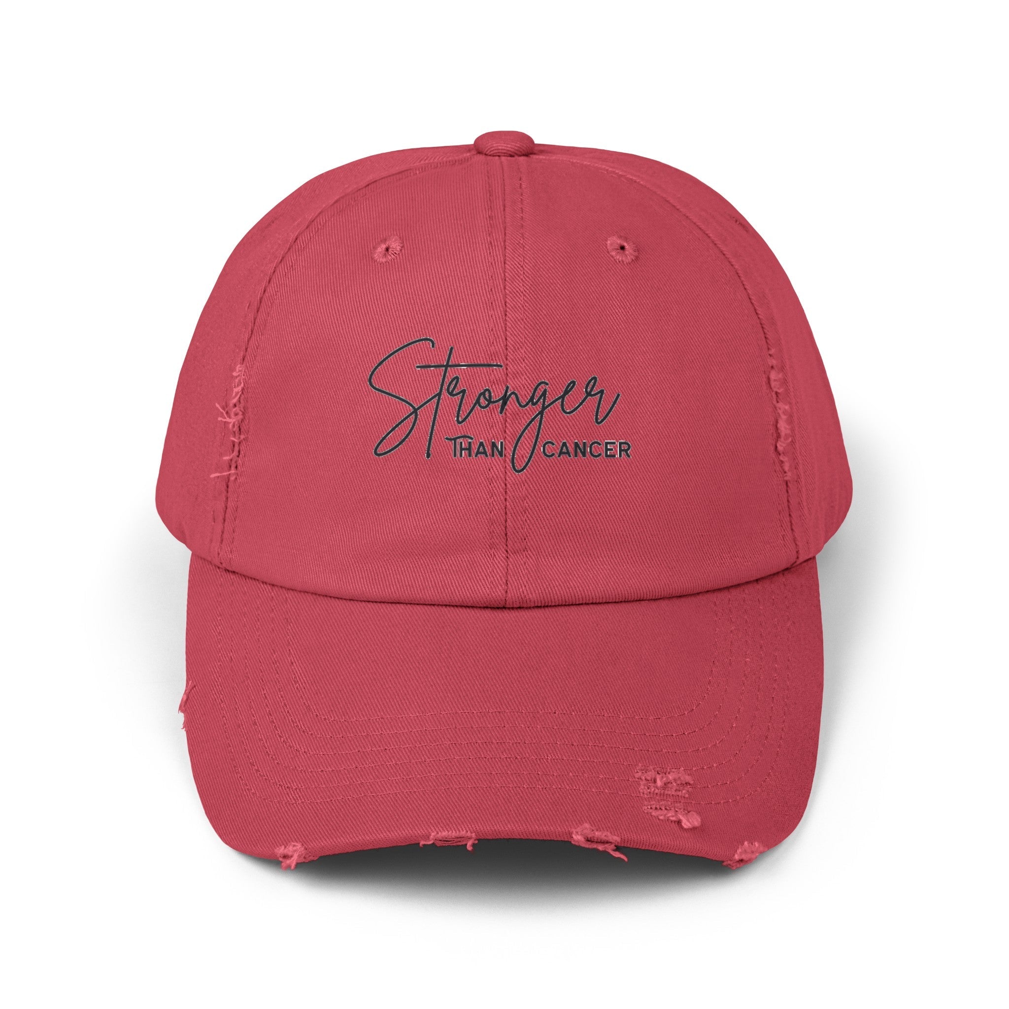 Distressed Cap Stronger Than Cancer - Dashing Red / One size - Hats
