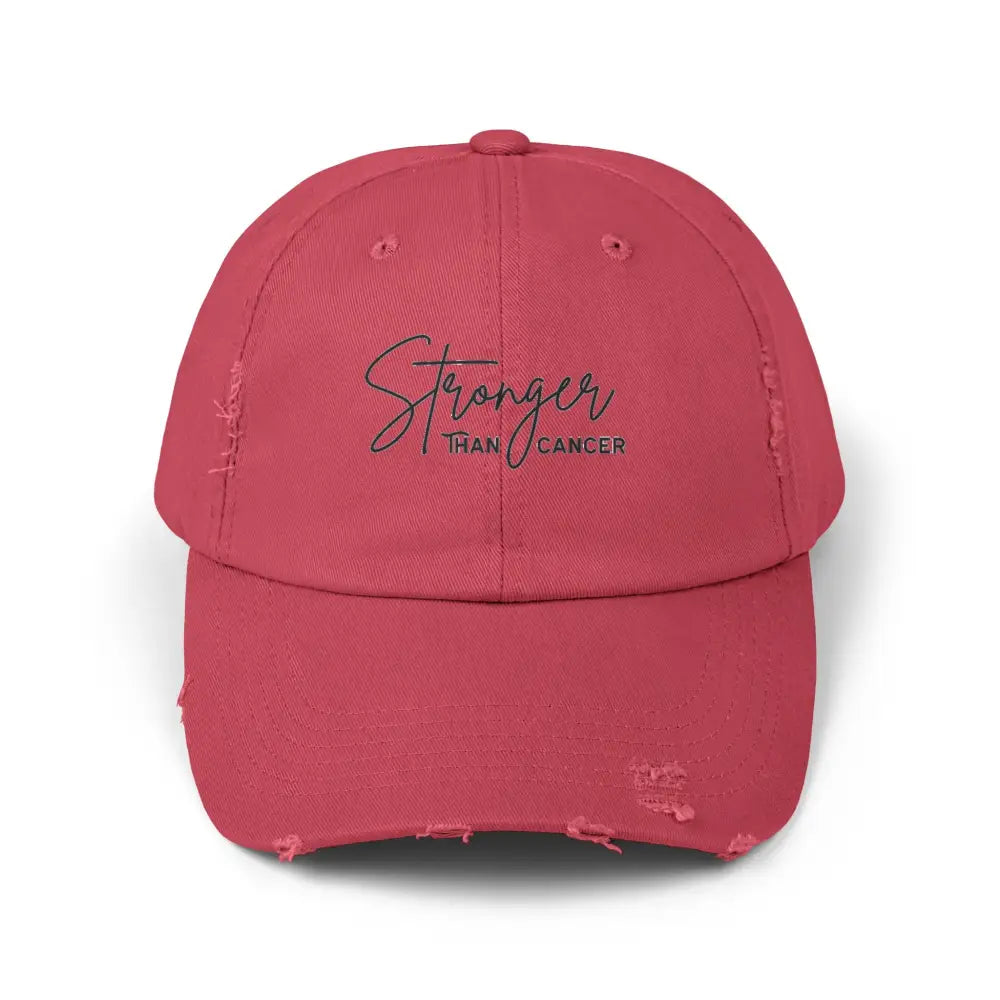 Distressed Cap Stronger Than Cancer - Dashing Red / One size - Hats