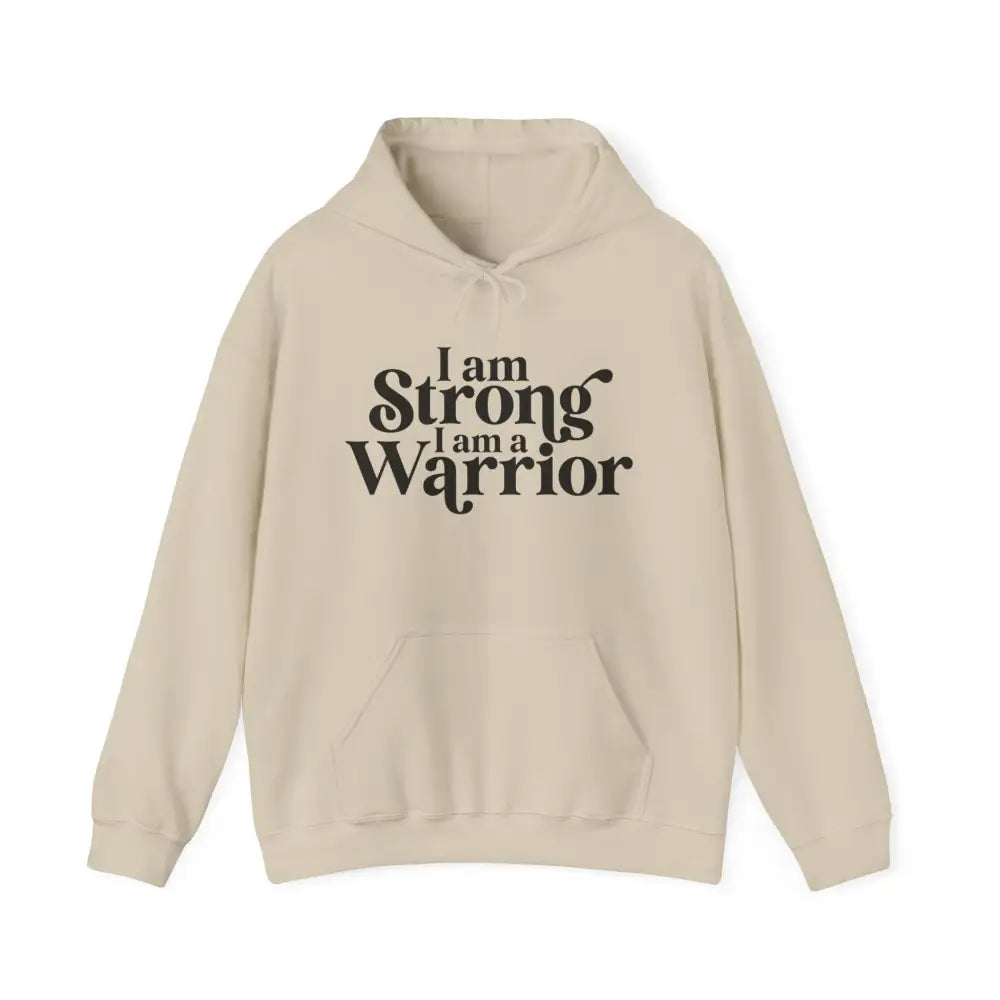 Hooded Sweatshirt - I AM Strong WARRIOR - Sand / S Hoodie