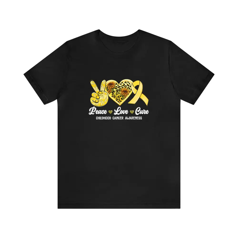 Short Sleeve Tee - Peace Love Cure - Black / S T - Shirt