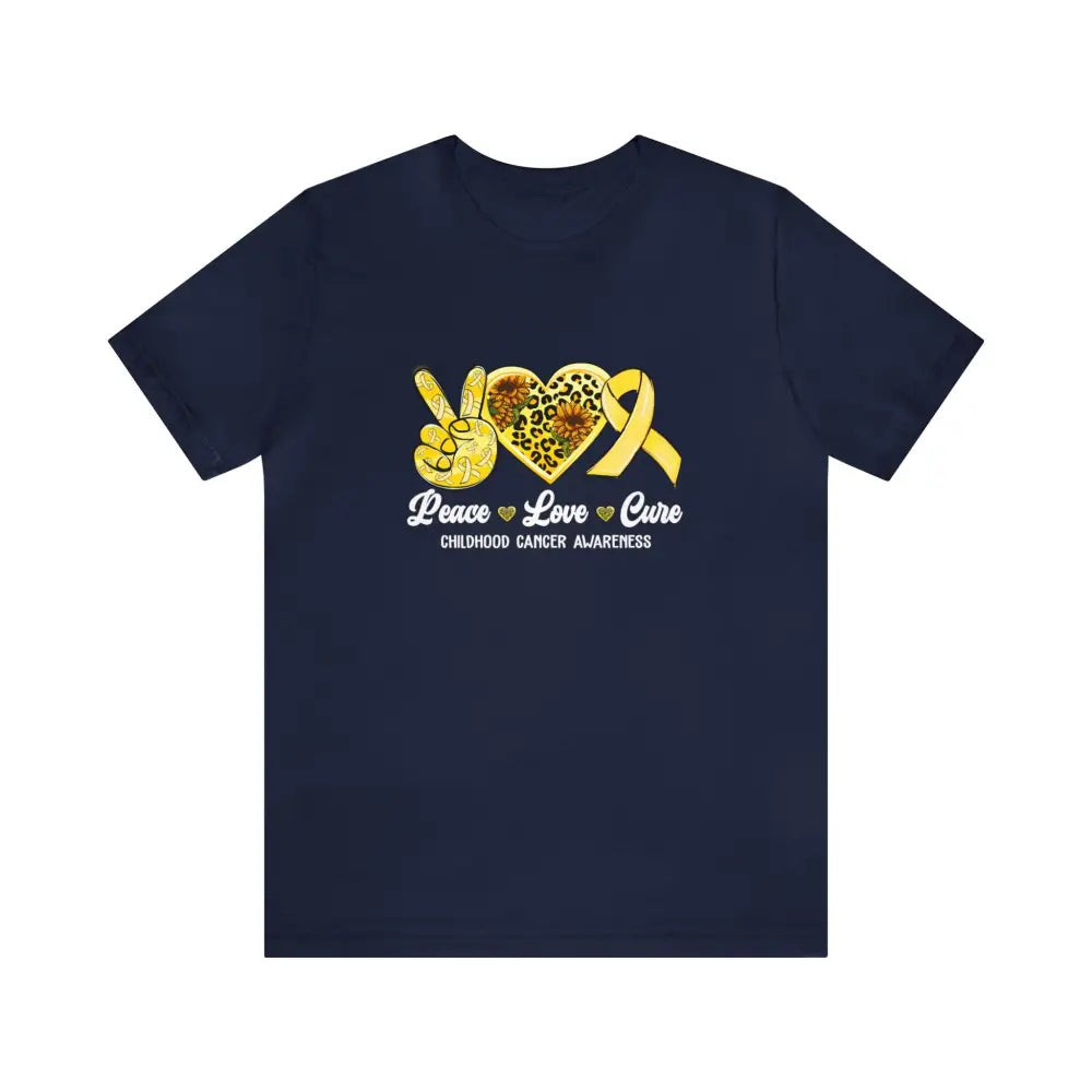 Short Sleeve Tee - Peace Love Cure - Navy / S T - Shirt